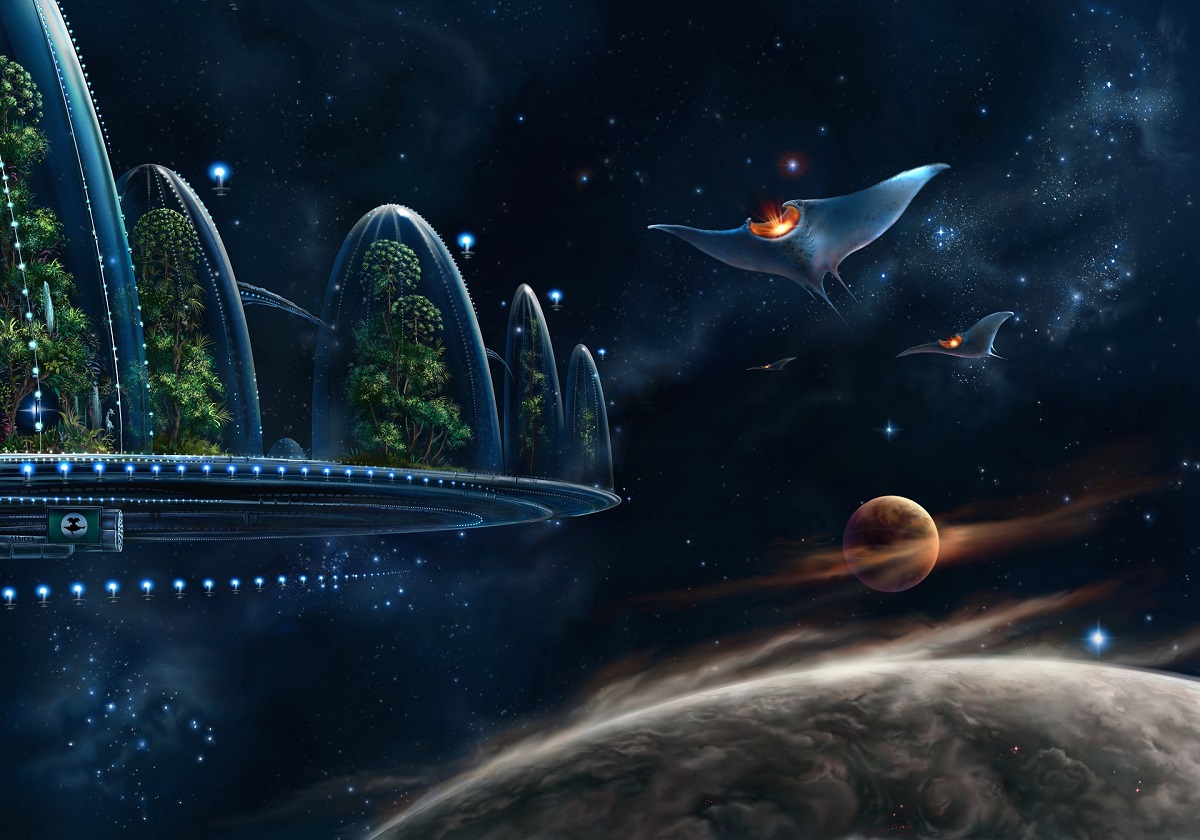 Hiker crossing a rocky stream